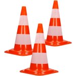 3x cnes signalisation pylne, 47cm, pvc solide, orange / blanc, triangle de circulation, marqueur attention ...