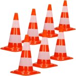 7x cônes signalisation pylône, 47cm, pvc solide, orange / blanc, triangle de circulation, marqueur attention ... 7x cônes signalisation pylône, 47cm, pvc solide, orange / blanc, triangle de circulation, marqueur attention ...