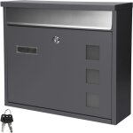 Ecd germany bo�te aux lettres murale moderne 36x31, 5x11, 5 cm compartiment � journaux, 2 cl�s, plaque ...