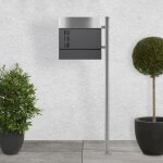 Ecd germany bo�te aux lettres sur pied avec compartiment � journaux, bo�te design anthracite / argent ...
