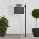 Ecd germany bo�te aux lettres sur pied avec compartiment � journaux, bo�te design anthracite / argent ...