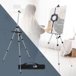 Chevalet d'atelier en aluminium, argent, hauteur rglable de 50  156 cm, pour toiles jusqu' 80 cm, ...