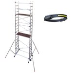 Echafaudage 2 plateaux - hauteur travail 6. 46m + lampe frontale �clairage sur 80m - pn / cla - lampe ...