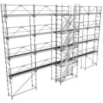 Echafaudage fixe de fa�ade 160m� - plancher alu / bois - structure acier - garde - corps monoblocs - ...
