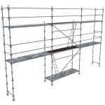 Echafaudage fixe de faade 60m - structure + plancher - garde - corps lisses - r200gclb - 60 - sp