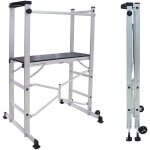 Echafaudage pliable roulant multifonction - hauteur travail 3 m - echafaudage domestique - planche en ...