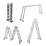 Échelle multifonction pliable 4x5 marches 6 en 1 - 5. 7m - 100% aluminium - avec plateforme échafaudage ... Échelle multifonction pliable 4x5 marches 6 en 1 - 5. 7m - 100% aluminium - avec plateforme échafaudage ...