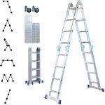 Echelle pliante articulée stavalance 4x4 marches, echafaudage multifonction, ecarteur de mur, escabeau, ... Echelle pliante articulée stavalance 4x4 marches, echafaudage multifonction, ecarteur de mur, escabeau, ...