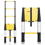 Randaco - echelle télescopique jusqu'à 150 kg escabeau stable en aluminium 3, 8 m jaune + noir avec bouton ... Randaco - echelle télescopique jusqu'à 150 kg escabeau stable en aluminium 3, 8 m jaune + noir avec bouton ...