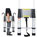 Echelle t�lescopique jusqu'� 150 kg escabeau stable en aluminium multi - fonction 2, 6 m avec crochet ...