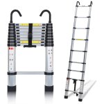 Echelle tlescopique jusqu' 150 kg escabeau stable en aluminium multi - fonction 2. 6 m avec crochet ...