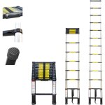 Echelle telescopique 4, 4m telescoo15, aluminium, pliable, extensible, hauteur de travail max 5, 3m, ...