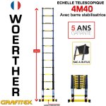 Echelle télescopique 4m40 woerther avec barre stabilisatrice - avec sac porte ouils - charge maximal ... Echelle télescopique 4m40 woerther avec barre stabilisatrice - avec sac porte ouils - charge maximal ...