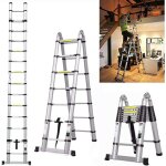 �chelle t�lescopique de 5 m - �chelle extensible de 2, 5 m + 2, 5 m - cadre en a - multifonction - pliable ...