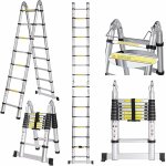 5 chelle tlescopique pliante escabeau pliant (2, 5m + 2, 5m) ladderen en aluminium chelle polyvalente ...