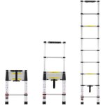 Echelle telescopique aluminium, 2, 6 m, escabeau extensible capacite 170 kg, avec pieds antiderapants, ... Echelle telescopique aluminium, 2, 6 m, escabeau extensible capacite 170 kg, avec pieds antiderapants, ...