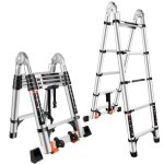 Chelle télescopique en aluminium Échelle pliable et déployable marchepieds escamotables avec double poulie ... Chelle télescopique en aluminium Échelle pliable et déployable marchepieds escamotables avec double poulie ...