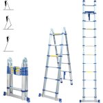 Echelle tlescopique articule 3, 8m stempakt, escabeau 2x6 marches pliable professionnel multifonction, ...