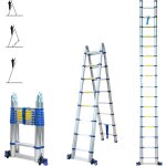 Echelle télescopique articulée 5m stempakt, escabeau 2x8 marches pliable professionnel multifonction, ... Echelle télescopique articulée 5m stempakt, escabeau 2x8 marches pliable professionnel multifonction, ...