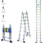 Echelle tlescopique articule 5m stempakt, escabeau 2x8 marches pliable professionnel multifonction, ...