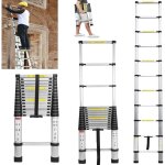 Chelle tlescopique extensible 4, 4 m - escabeau telescopique en aluminium robuste - chelle loft polyvalente ...
