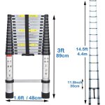 chelle tlescopique lgre 4, 4m echelle pliante aluminium avec le mcanisme de rtraction, charge maximale ...