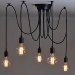 �clairage suspendu edison 2m�tres r�glable plafonnier araign�e lumi�re m�tal fil cage pendentif �clairage ...