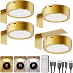 Eclairage tableau led sans fil, dore 2600mah lampe murale rechargeable usb applique int�rieure t�l�commande ...