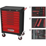 Ecoline servante d'atelier noir / rouge avec 7 tiroirs et 215 outils d'excellente qualit