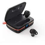 �couteurs sans fil tws �tanches avec chargeur solaire et batterie externe 2500 mah, noir