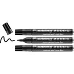 Edding - 3 marqueurs permanents aluminium recycl� e - 2000c noir - pointe ronde 1, 5 - 3 mm