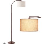 Edishine lampadaire sur pied salon 161 cm, lampe � arc avec abat - jour r�glable en lin beige, ampoule ...