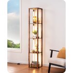Edishine lampadaire sur pied salon avec �tag�res en bois, 3 temp�ratures de couleur, dimmable en continu, ...