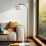 Edishine lampadaire sur pied salon, lampe � arc avec abat - jour en lin beige, douille e27, ampoule fournie ...