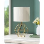 Edishine lampe de chevet e14 ampoule led incluse de 2700k blanc chaud, abat - jour ivoire pliss�, base ...