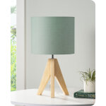 Edishine lampe de chevet en bois, e27 douille, tr�pied vintage, ampoule incluse, 36 x 20 x 20 cm, lampe ...