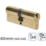 Edm - cylindre de porte 80mm (40 + 40mm) largeur de came r15 3 cls inclus