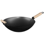Edm - wok en acier 35cm avec manche en bois