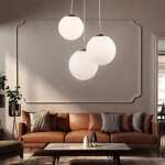 Eglo - plafonnier design salon salle � manger lampe suspension en verre pendentif satiniert globo 1581 ...