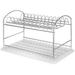 Emuca - egouttoir � vaisselle suprastar en acier chrom� avec plateau en plastique blanc, 435 x 270 x ...