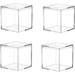 Einemgeld - 4 botes de rangement carres en plastique  haute transparence pour articles de beaut, ...