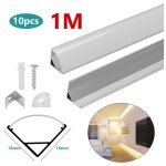 Einfeben 10x 1m led profil aluminium bande d'angle bande bandes blanches rail aluminium, forme - v