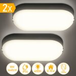 2x 15w led plafonnier pour locaux humides pc + pbt ip54 blanc lampe de salle de bain ovale lampe de bureau ...