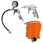 Kit de 3 accessoires pour compresseur (pistolet de soufflage, manomtre de gonflage, tuyau de 5m (diamtre ...