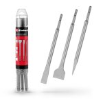 Set de 3 burins sds plus, 250 mm (burin pointu, burin plat de 20 mm de large, burin de bêche de 40 mm ... Set de 3 burins sds plus, 250 mm (burin pointu, burin plat de 20 mm de large, burin de bêche de 40 mm ...