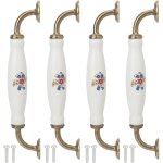 Ej. life lot de 4 poign�es en c�ramique vintage blanc tiroir / commode / armoire tire poign�e en alliage ...