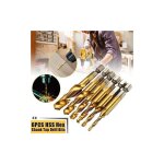 6 pcs 1 / 4' forets m�triques � filetage et tarauds hss (m3 - m10)en acier rapide (rev�tu de titane) ...