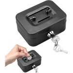 �l�gante caisse � monnaie en acier - petit coffre - fort verrouillable avec cl� - avec fente pour d�p�t ...