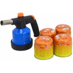 Br�leur � gaz deelico avec allumage pi�zo, y compris cartouche de gaz de 190 g et 4 recharges, temp�rature ...