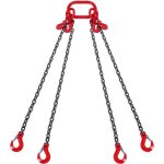 Elingue chaine de levage a 4 brins avec crochets et ajusteurs, 8 mm x 300 cm, capacite de charge 5000 ...